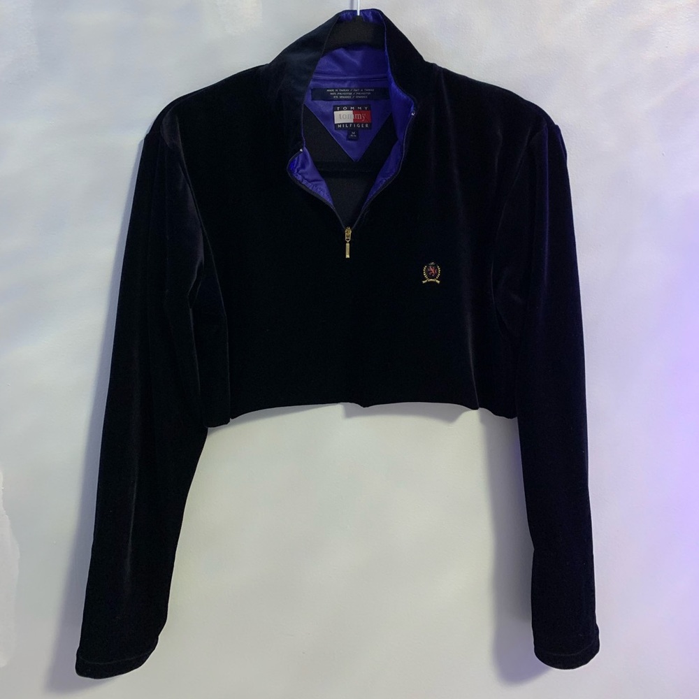 VINTAGE Tommy - Velour Cropped 1/4 Zip